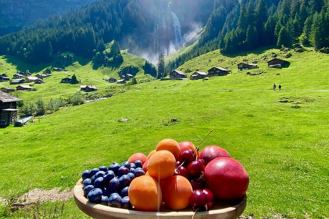 Flavours of Switzerland Luxury Private Tour from Zurich & Lucerne - Glarus waterfall with a behind-it view and Toblerone-style mousse