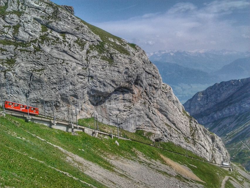 From Luzern:Small Group Tour Golden Roundtrip to Mt. Pilatus - The steep cogwheel railway up to Pilatus: the ride is the headline
