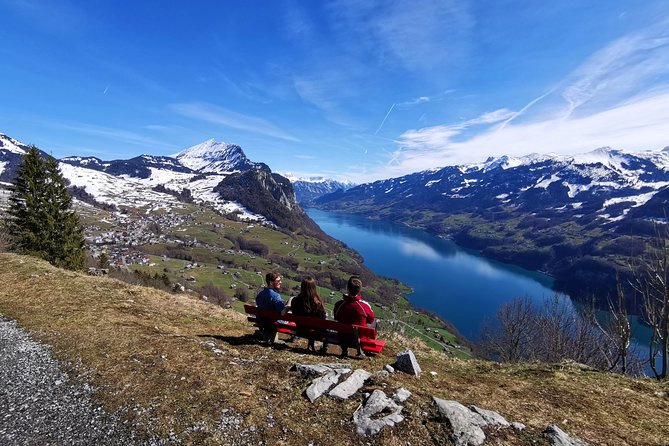 From Zurich: Breathtaking waterfall and lakes private tour - Walensee viewpoint above the water, then Weesen below