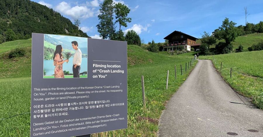 From Zurich: Crash Landing On You Locations in Interlaken - Giessbach Waterfall and the Grand Hotel Giessbach Stop