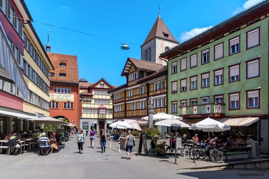 Zurich Open-top Tour and Chocolate and Cheese Countryside - Appenzell village: cobblestones, frescoes, and short free time